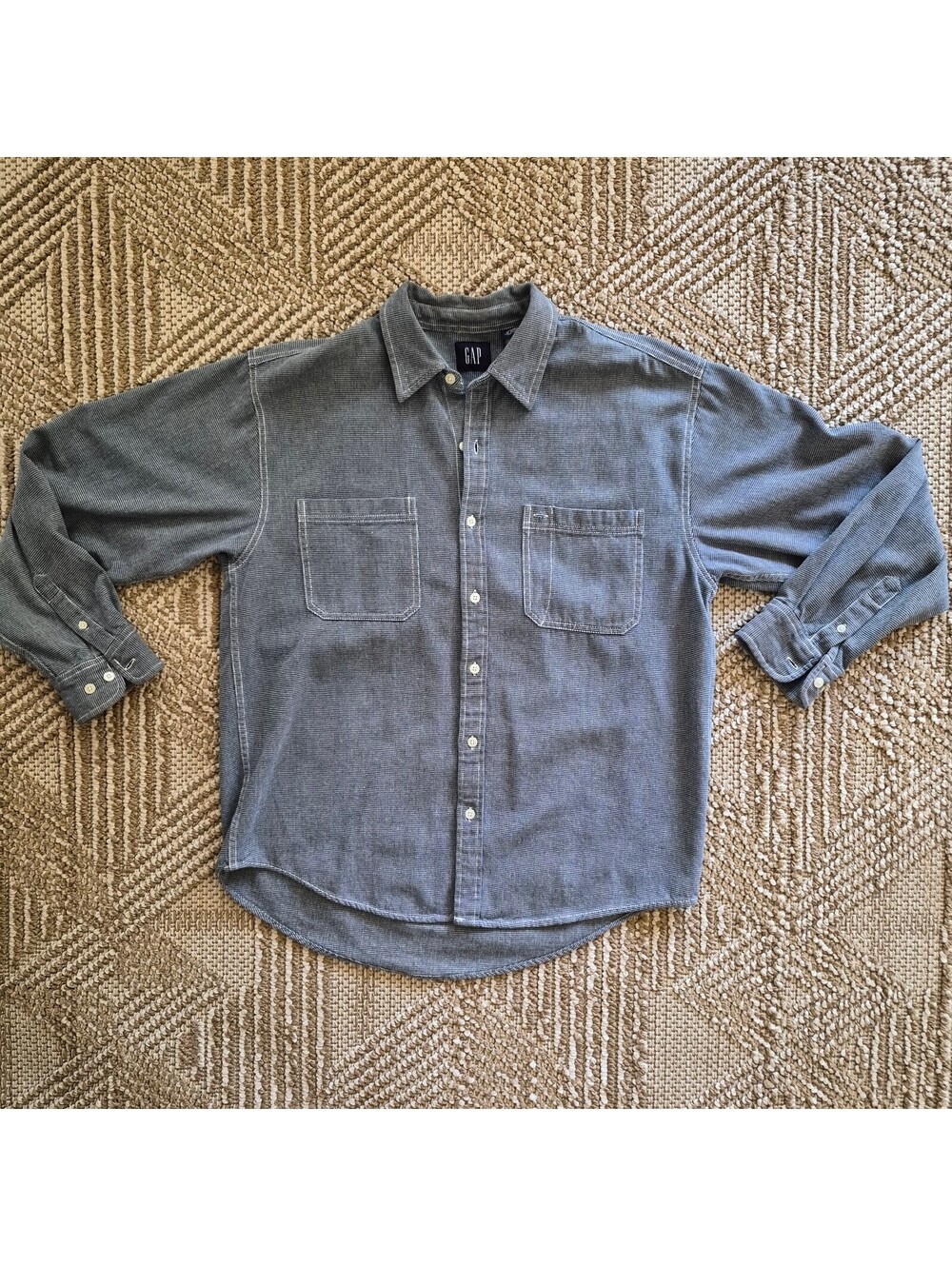 Vintage 90s GAP Micro-Gingham Button Up Shirt M L XL
